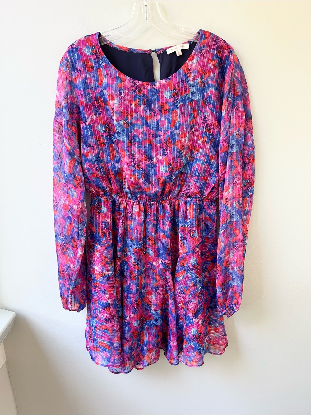 Skies Are Blue pink purple floral long sleeved mini dress Archer